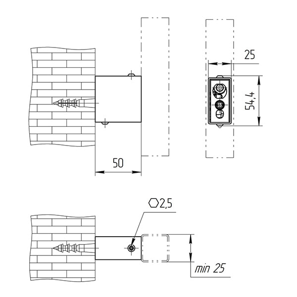 Схема - Модуль скрытого эл.подключения (для профильной стойки)
