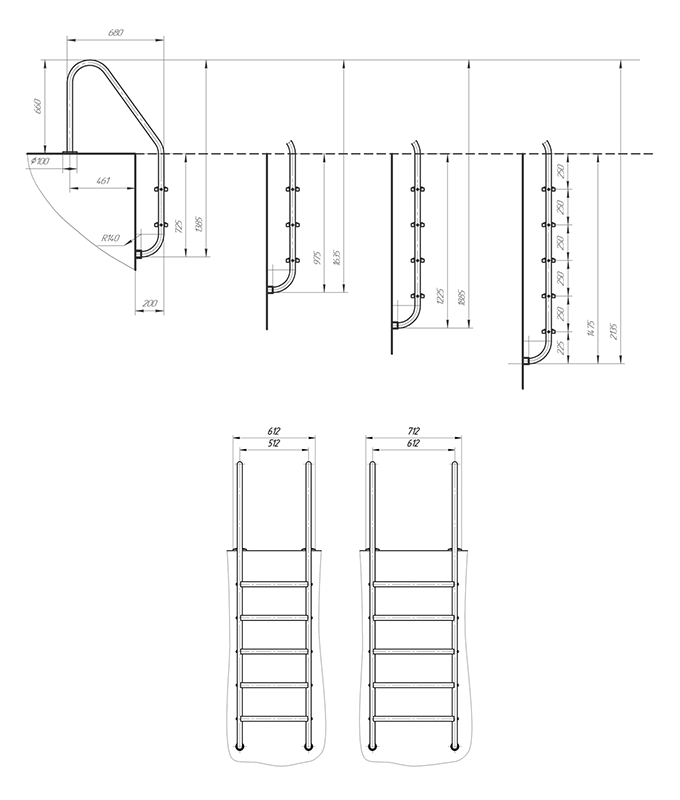 Схема - Лестница в бассейн Laris Trianon