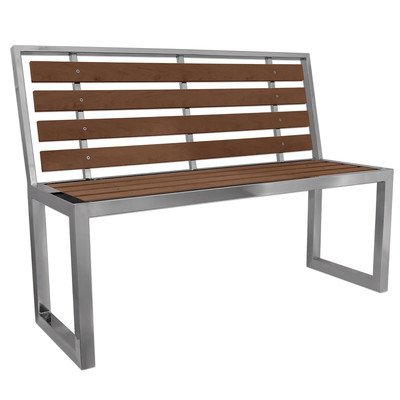 Лавка Laris з нержавіючої сталі з терасною дошкою (зі спинкою) - купити
